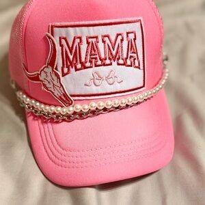 Pink 'MAMA' Cap with Pearl Chain